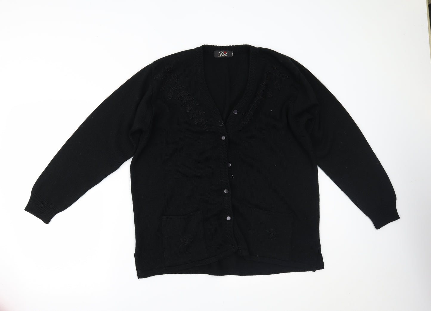Dil Womens Black   Cardigan Jumper Size XL