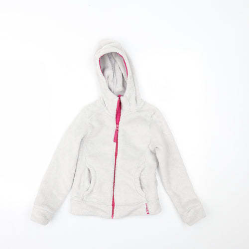 DECATHLON Girls White   Full Zip Hoodie Size 8 Years