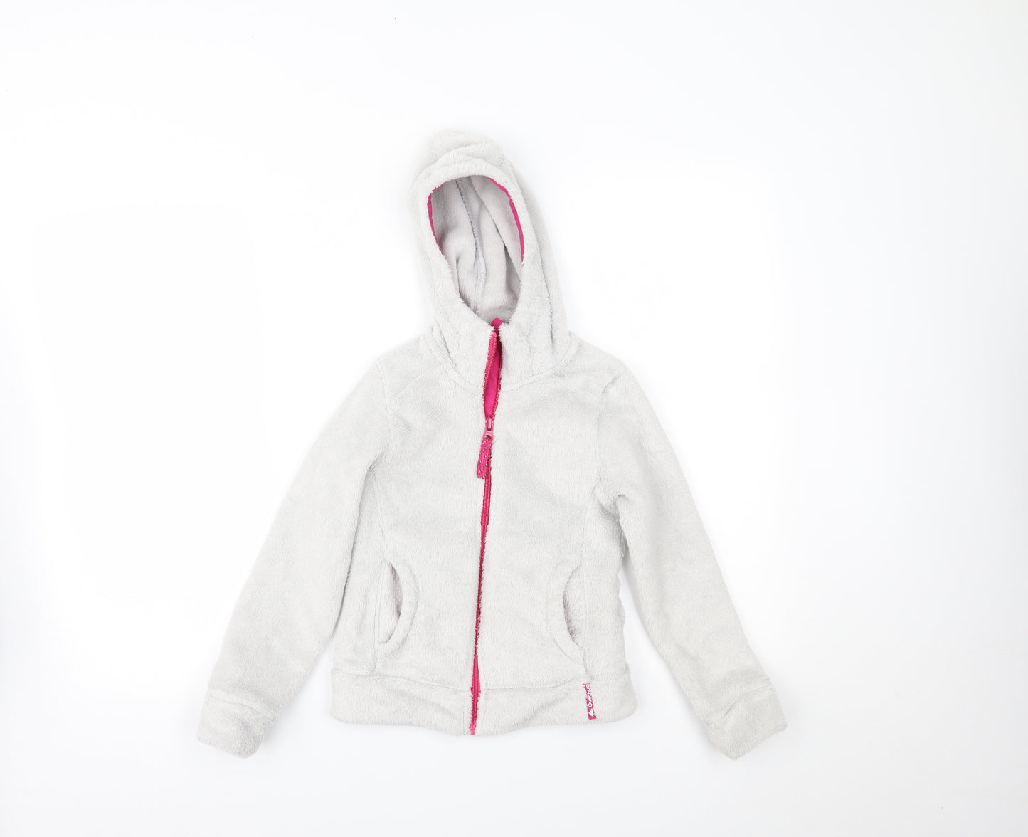 DECATHLON Girls White   Full Zip Hoodie Size 8 Years
