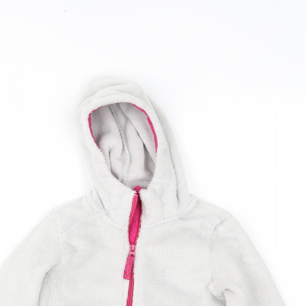 DECATHLON Girls White   Full Zip Hoodie Size 8 Years