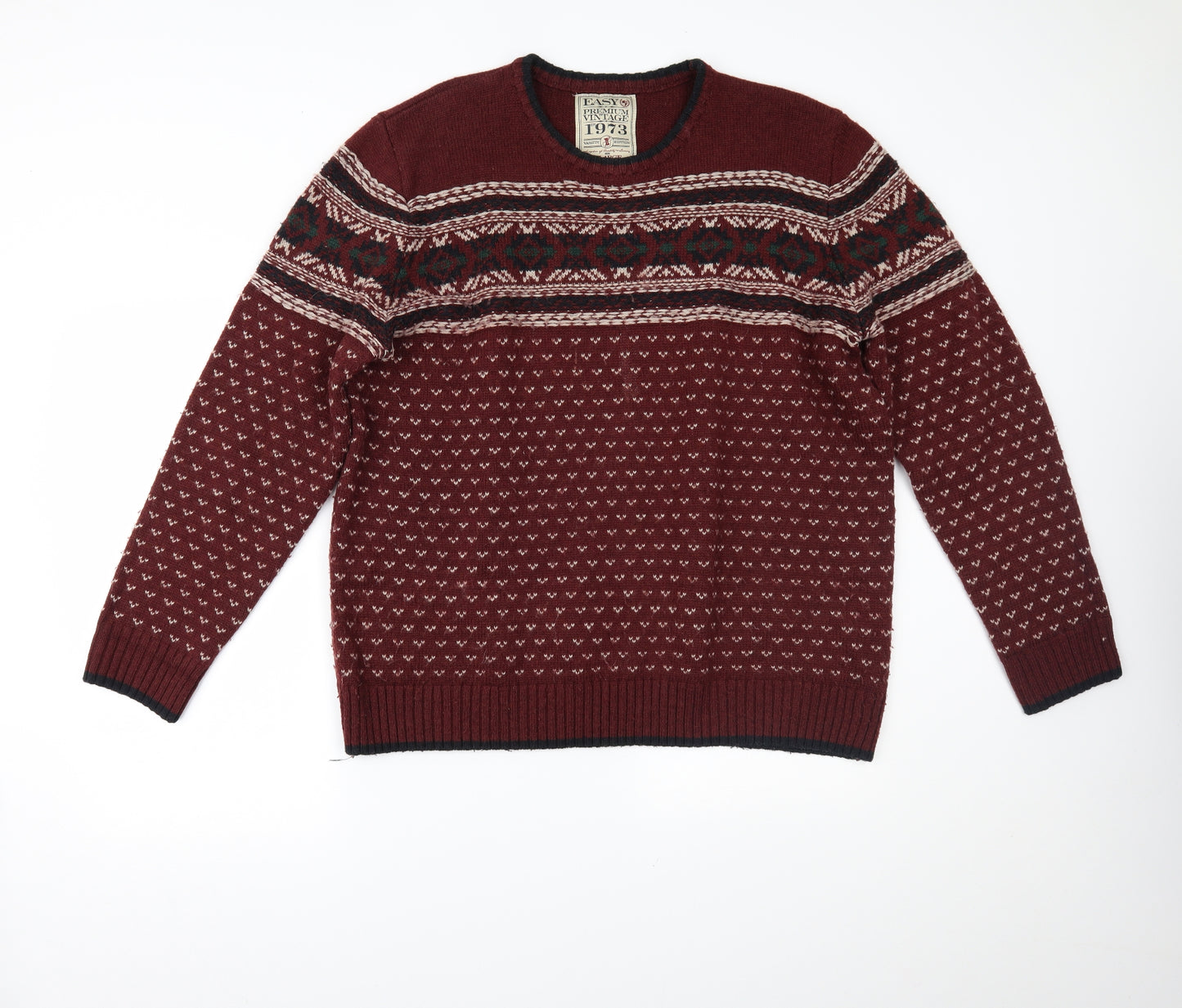Easy Mens Multicoloured Fair Isle  Pullover Jumper Size XL