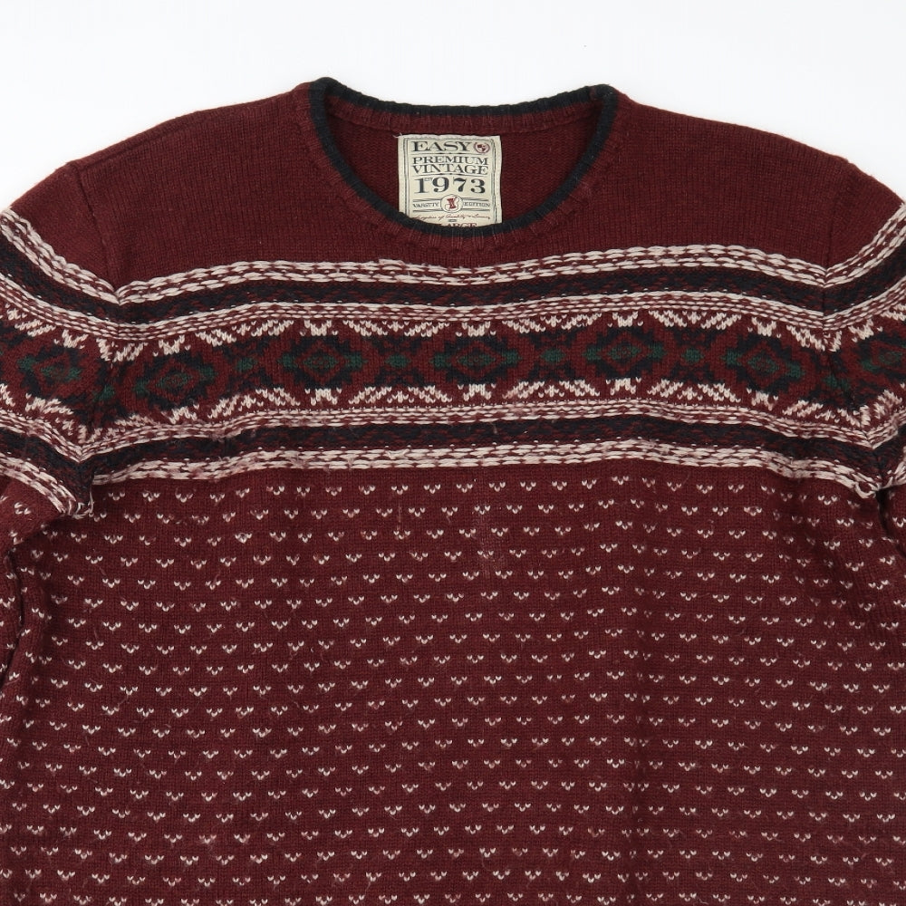 Easy Mens Multicoloured Fair Isle  Pullover Jumper Size XL