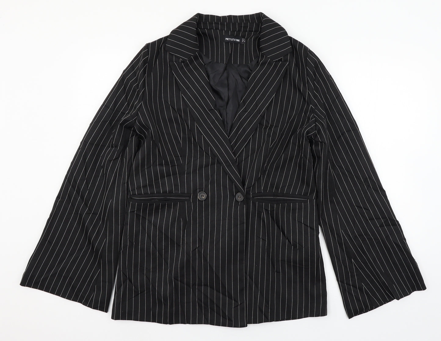 PRETTYLITTLETHING Womens Black   Jacket Blazer Size 8
