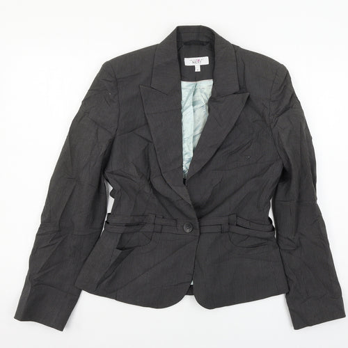 NEXT Womens Grey Striped  Jacket Suit Jacket Size 12