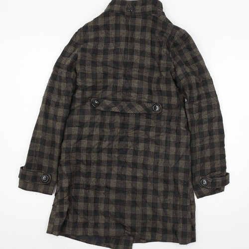 Topshop Womens Brown Check  Overcoat Coat Size 8