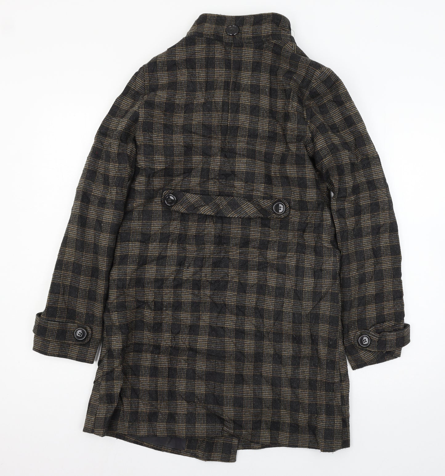 Topshop Womens Brown Check  Overcoat Coat Size 8