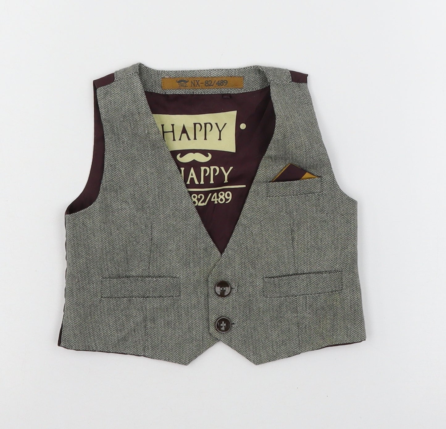 NEXT Boys Grey Herringbone  Jacket Waistcoat Size 3-6 Months