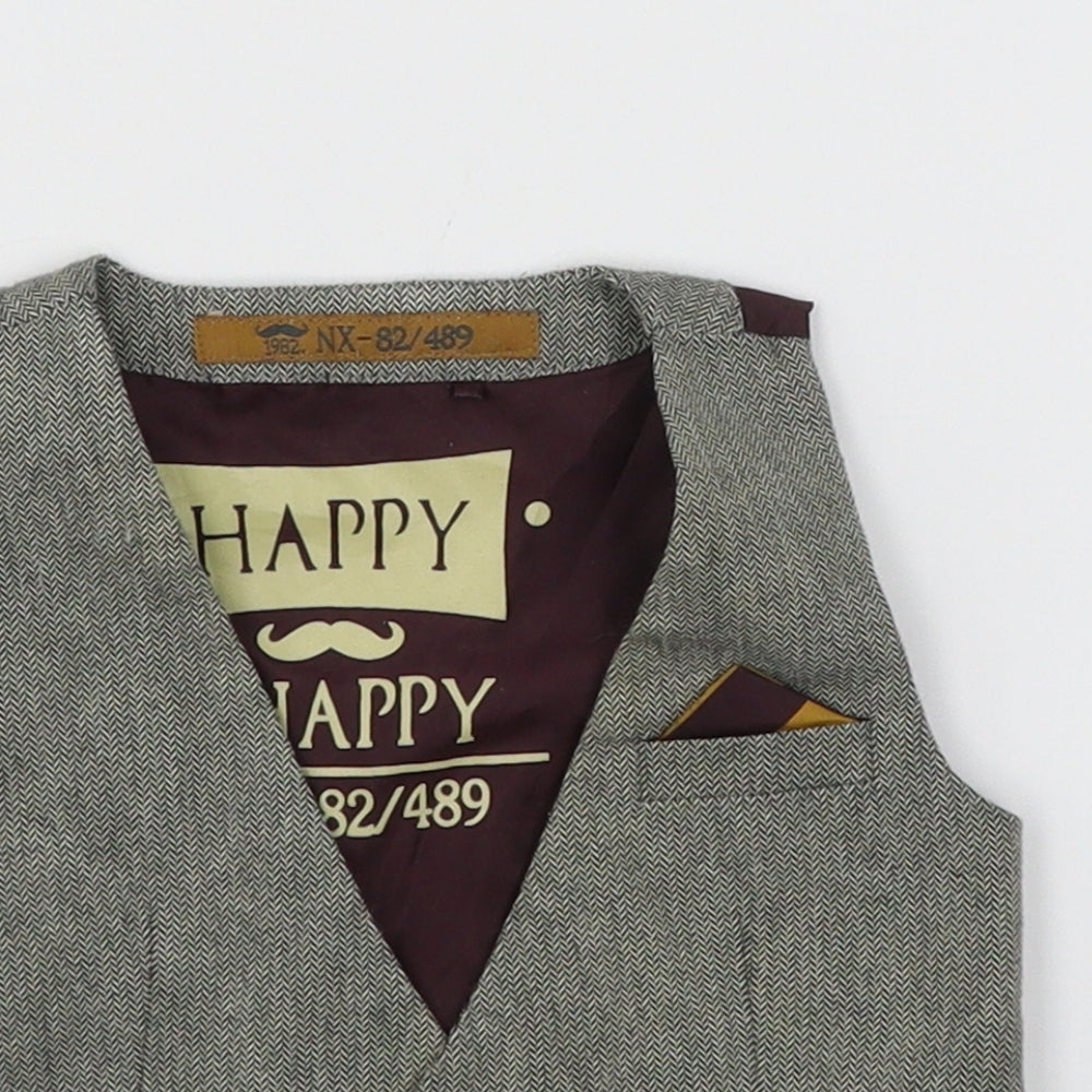 NEXT Boys Grey Herringbone  Jacket Waistcoat Size 3-6 Months