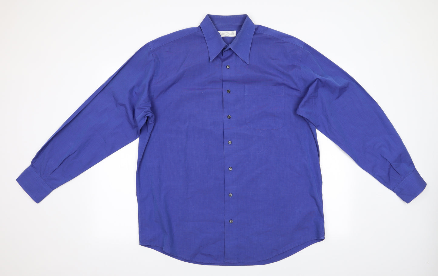 Marks  Mens Blue    Dress Shirt Size 16