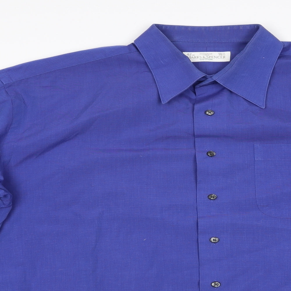 Marks  Mens Blue    Dress Shirt Size 16