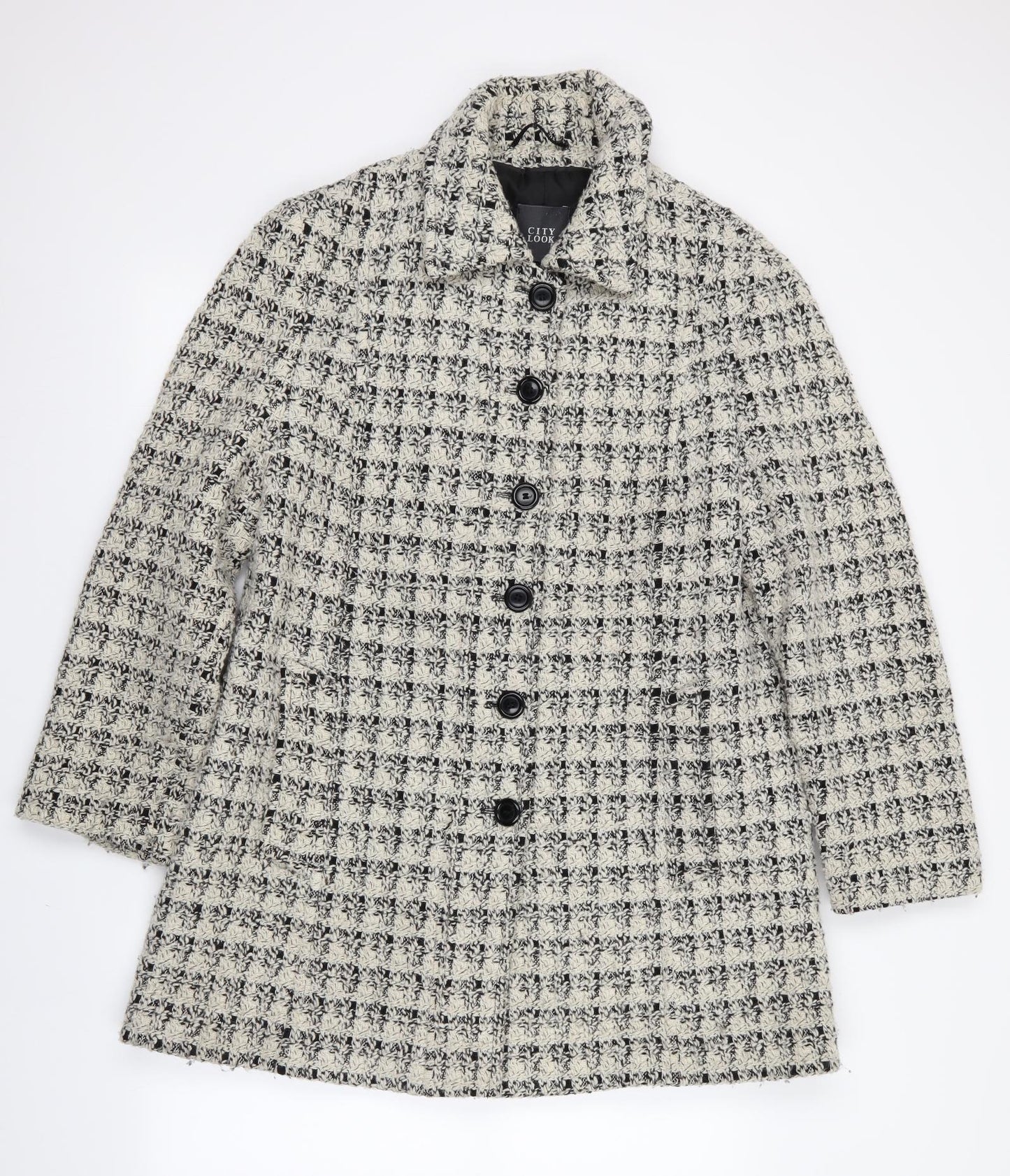 City Look Womens Black Check  Jacket Coat Size 18