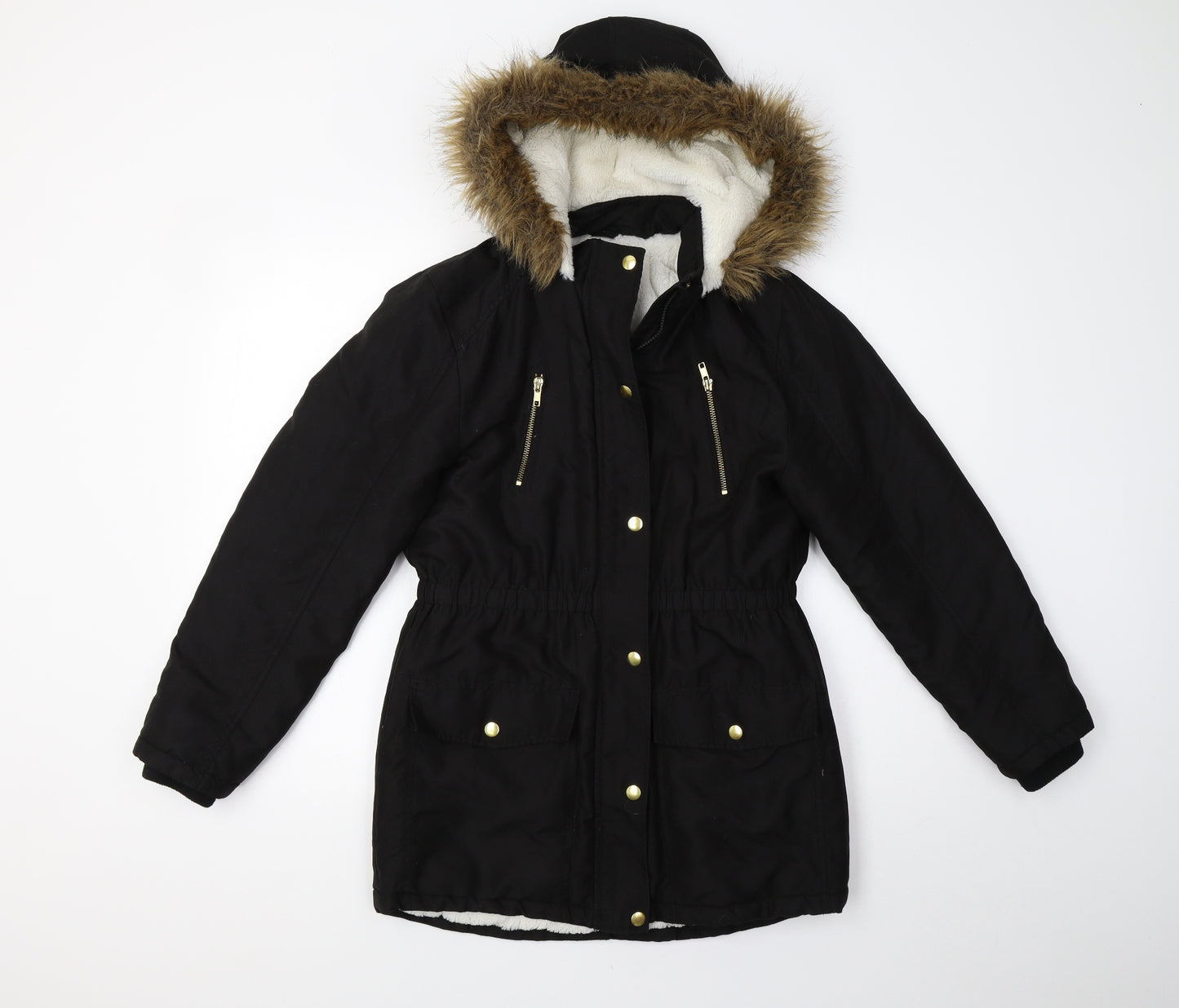George Girls Black   Overcoat Coat Size 12-13 Years