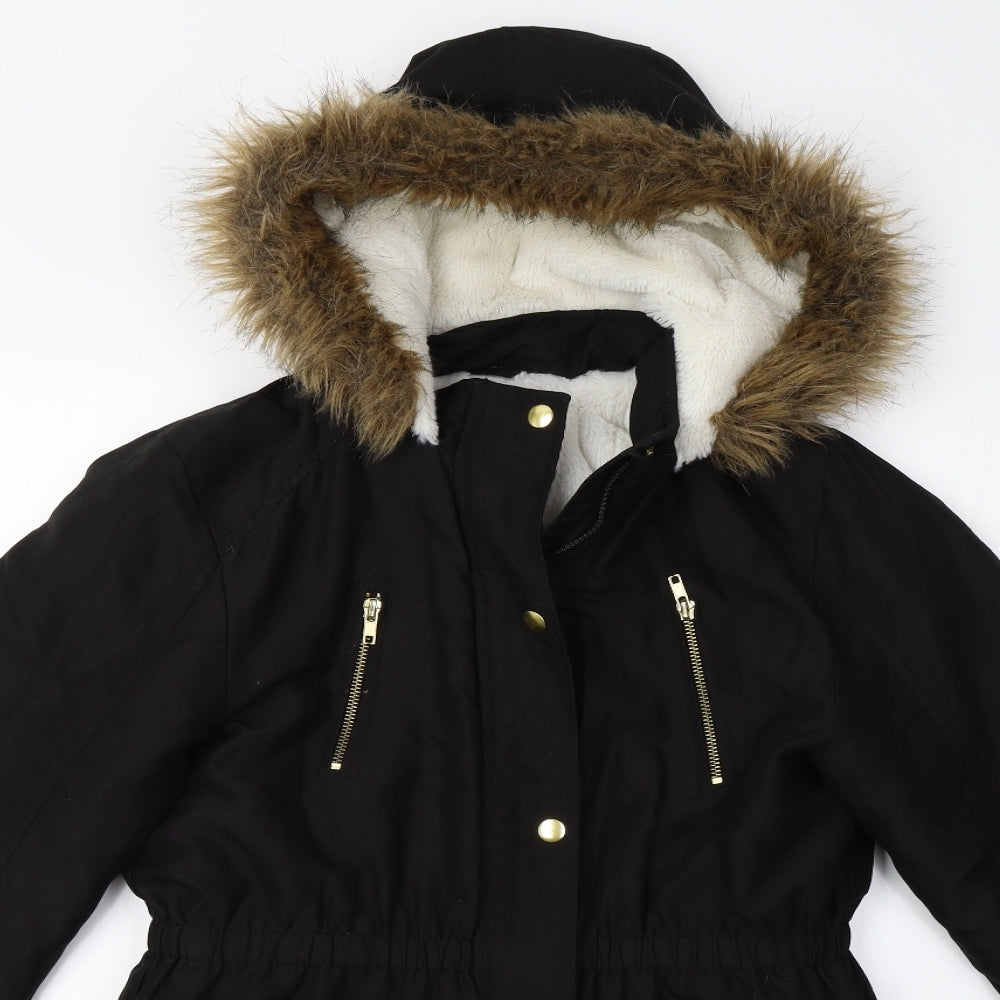 George Girls Black   Overcoat Coat Size 12-13 Years