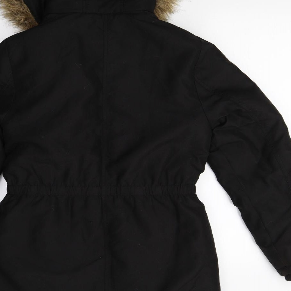 George Girls Black   Overcoat Coat Size 12-13 Years
