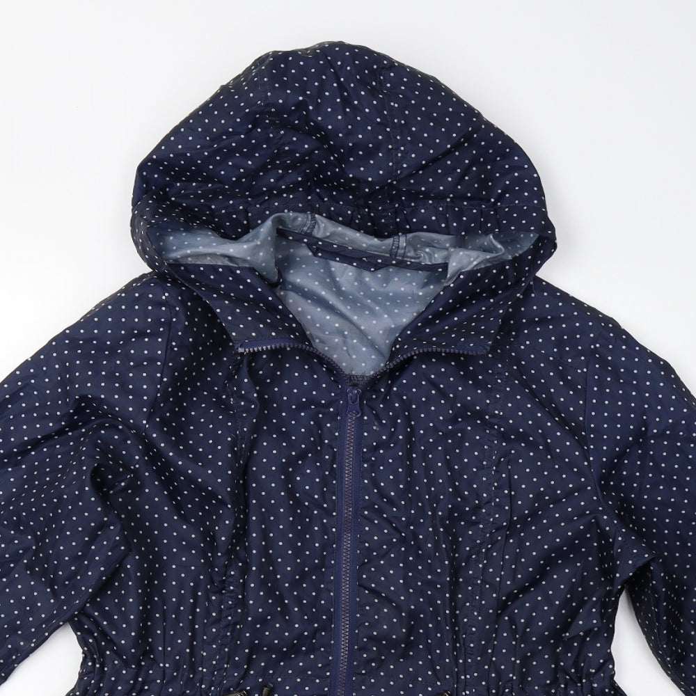 Preworn Womens Blue Polka Dot  Anorak Jacket Size 12
