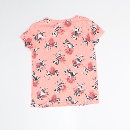 F&F Girls Pink   Basic T-Shirt Size 5-6 Years  - Zebras