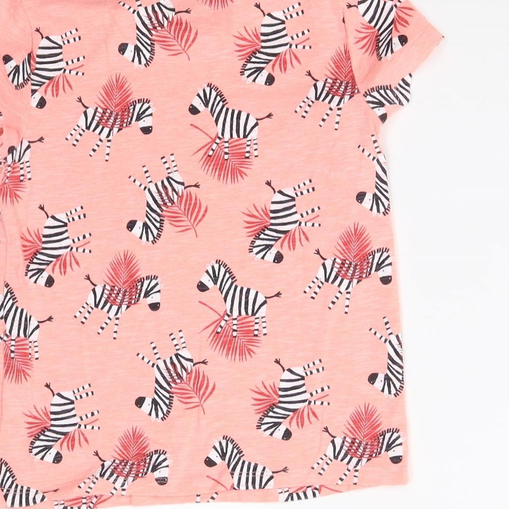 F&F Girls Pink   Basic T-Shirt Size 5-6 Years  - Zebras