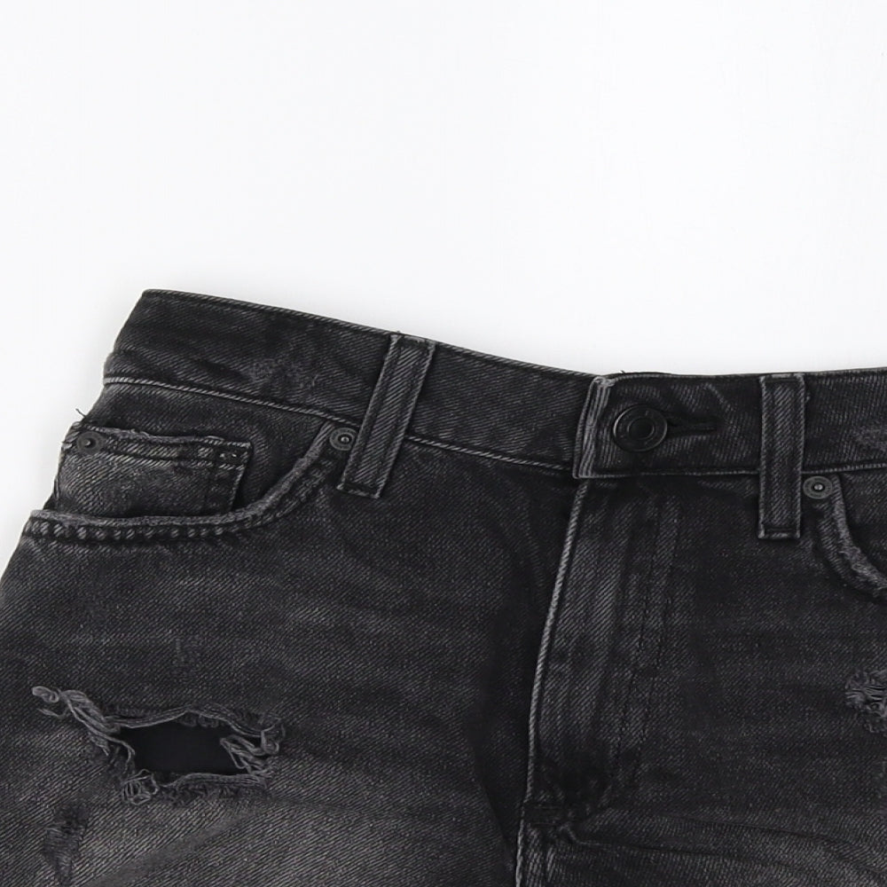 River Island Womens Black  Denim Cut-Off Shorts Size 8