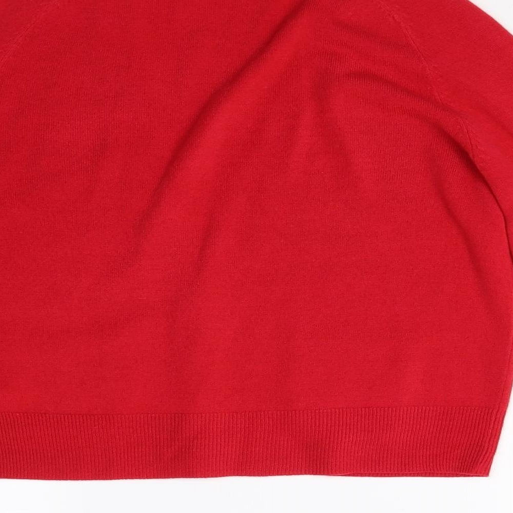 M&S Womens Red  Knit Cardigan Jumper Size 12