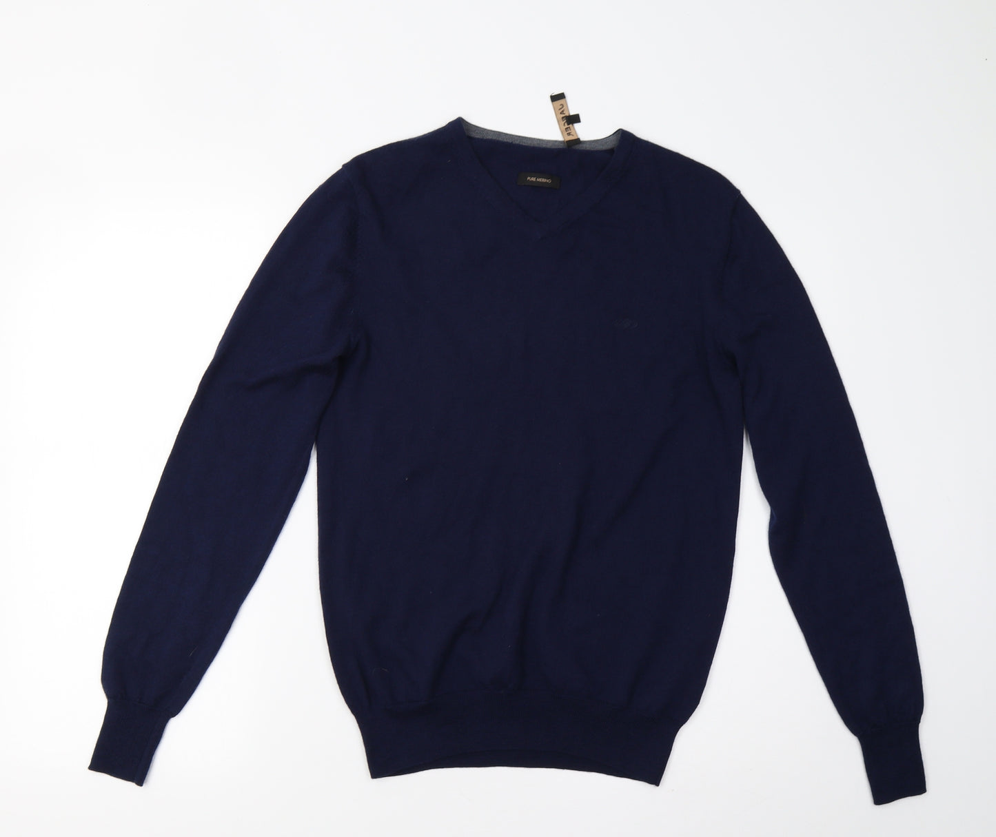 Jaeger Mens Blue  Knit Pullover Jumper Size S  - Merino