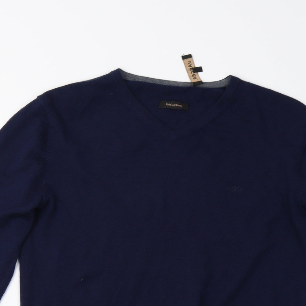 Jaeger Mens Blue  Knit Pullover Jumper Size S  - Merino