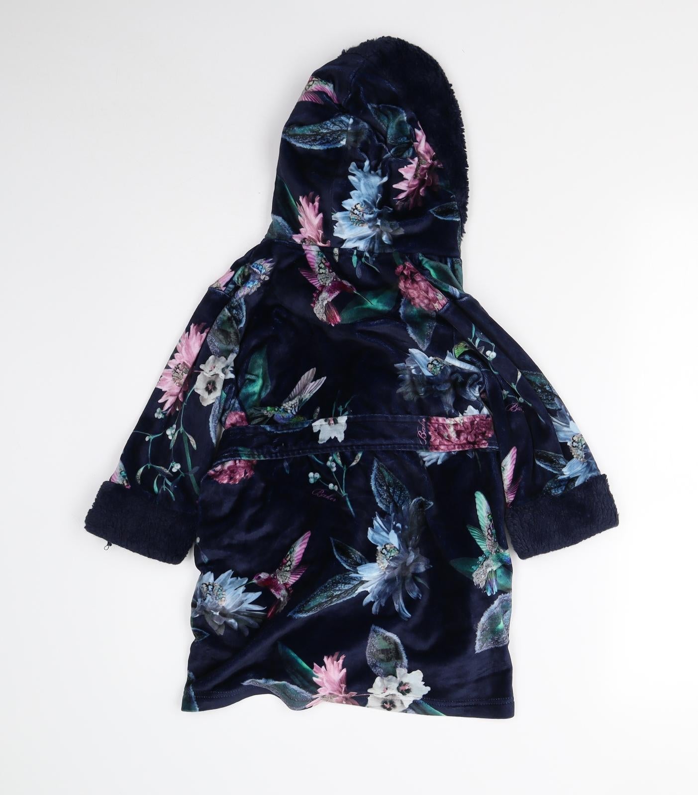 Baker by Ted Baker Girls Blue Floral Fleece  Gown Size 3-4 Years
