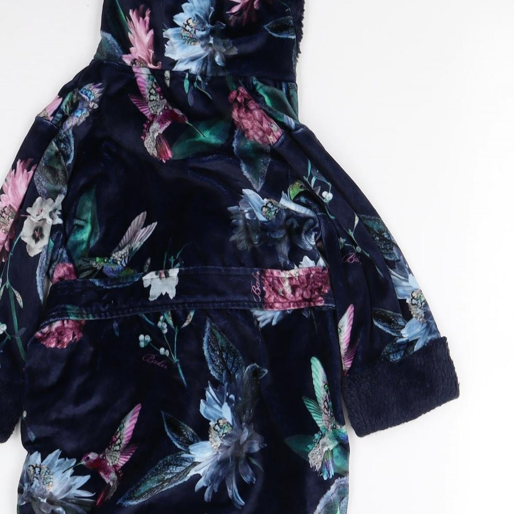 Baker by Ted Baker Girls Blue Floral Fleece  Gown Size 3-4 Years