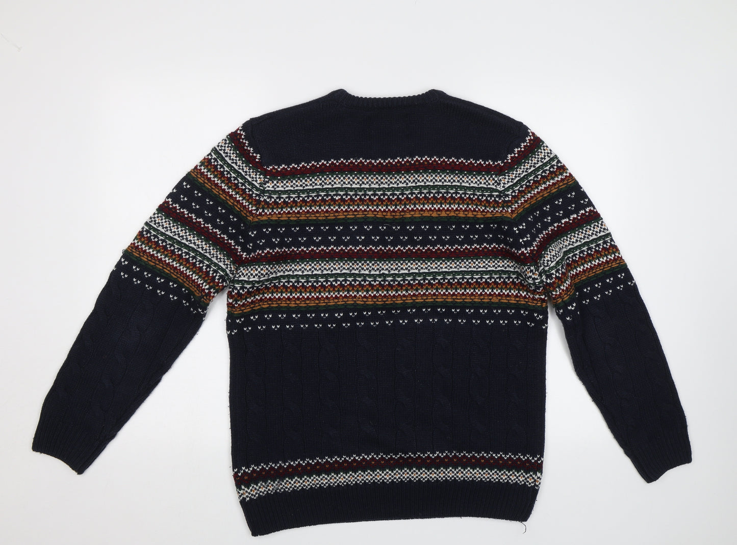 Easy Mens Blue Fair Isle  Pullover Jumper Size M