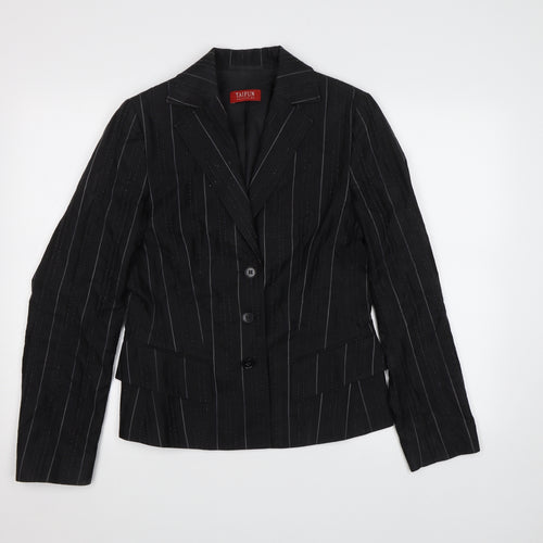 Taifun Collection Womens Black Striped  Jacket Blazer Size 8