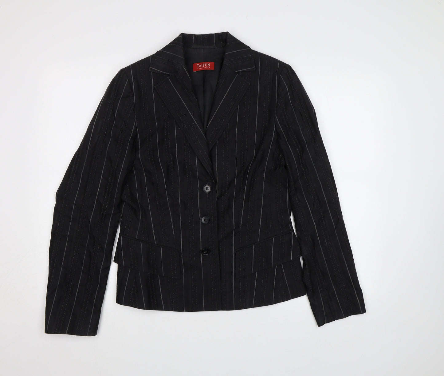 Taifun Collection Womens Black Striped  Jacket Blazer Size 8