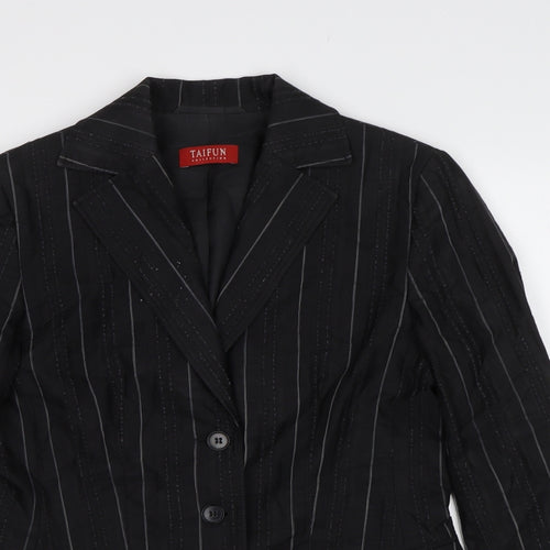 Taifun Collection Womens Black Striped  Jacket Blazer Size 8