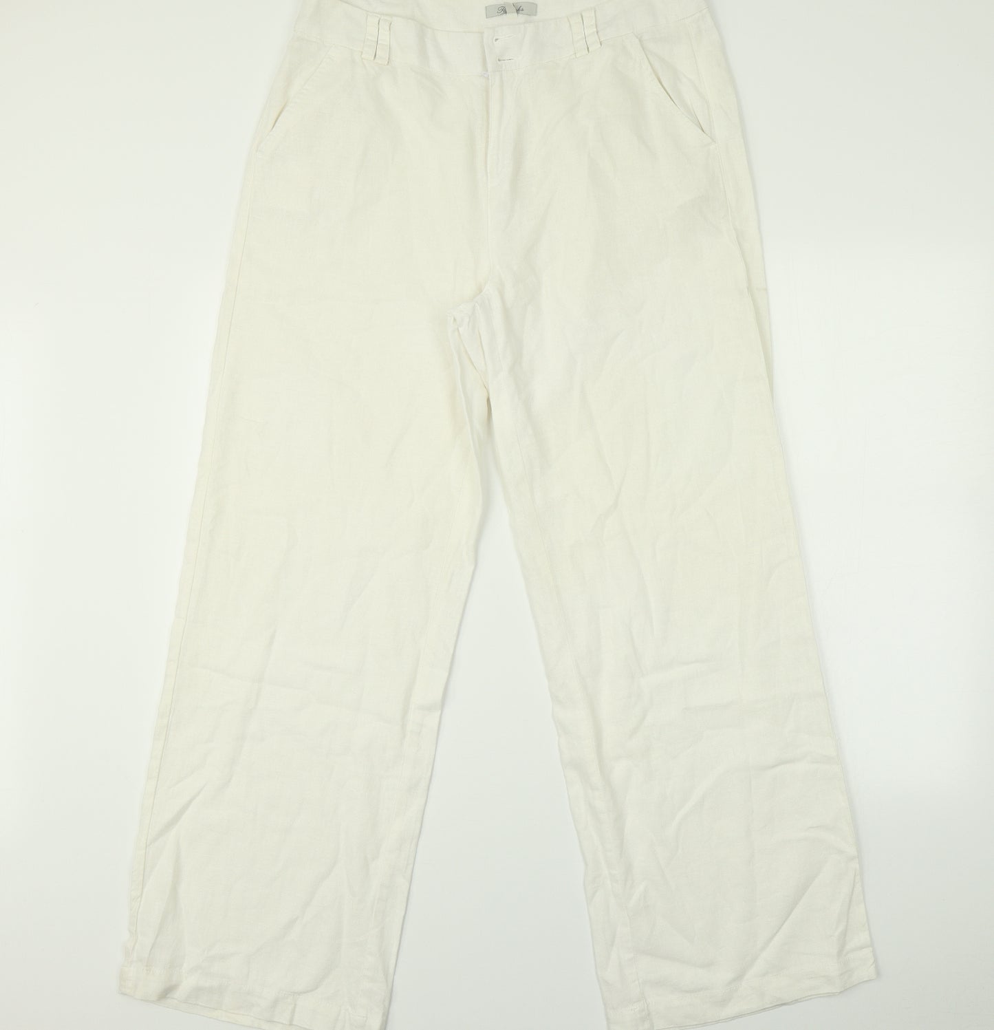 Peacocks Womens White   Trousers  Size 14 L29 in