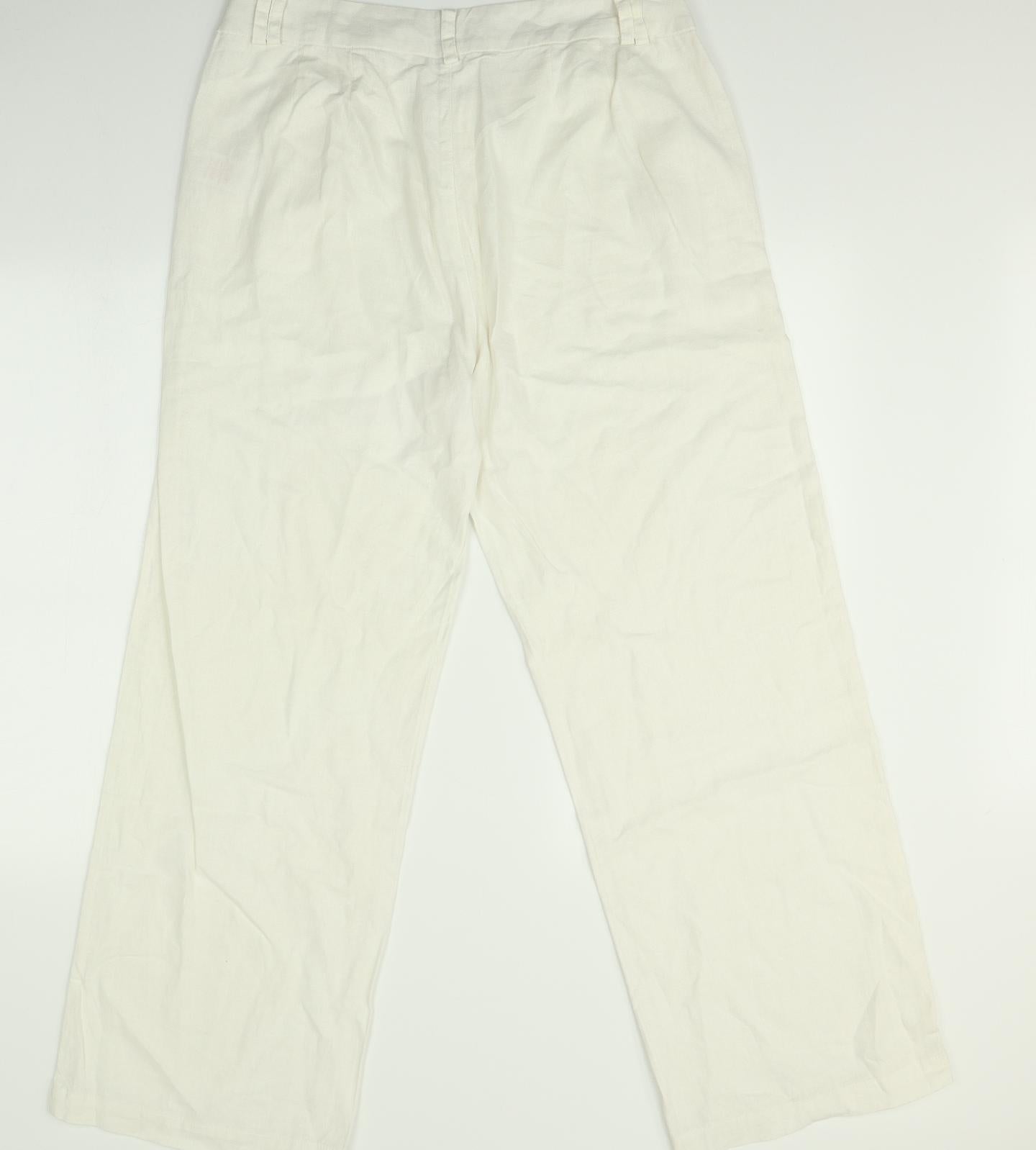 Peacocks Womens White   Trousers  Size 14 L29 in
