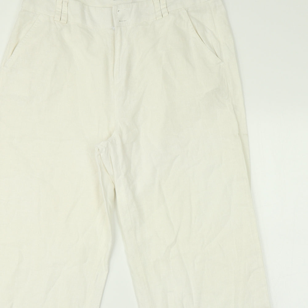 Peacocks Womens White   Trousers  Size 14 L29 in
