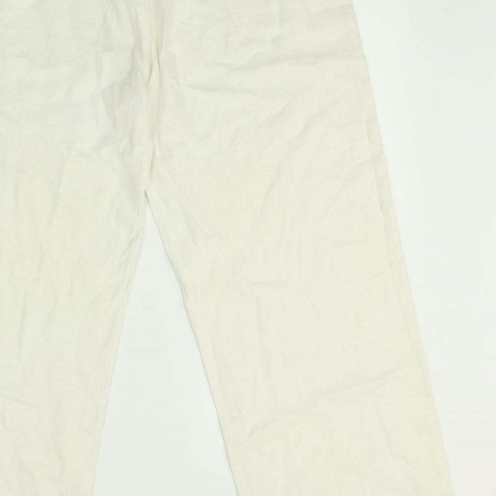 Peacocks Womens White   Trousers  Size 14 L29 in