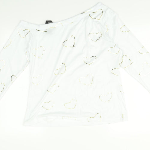 Preworn Womens White    Pyjama Top Size L  - Heart print