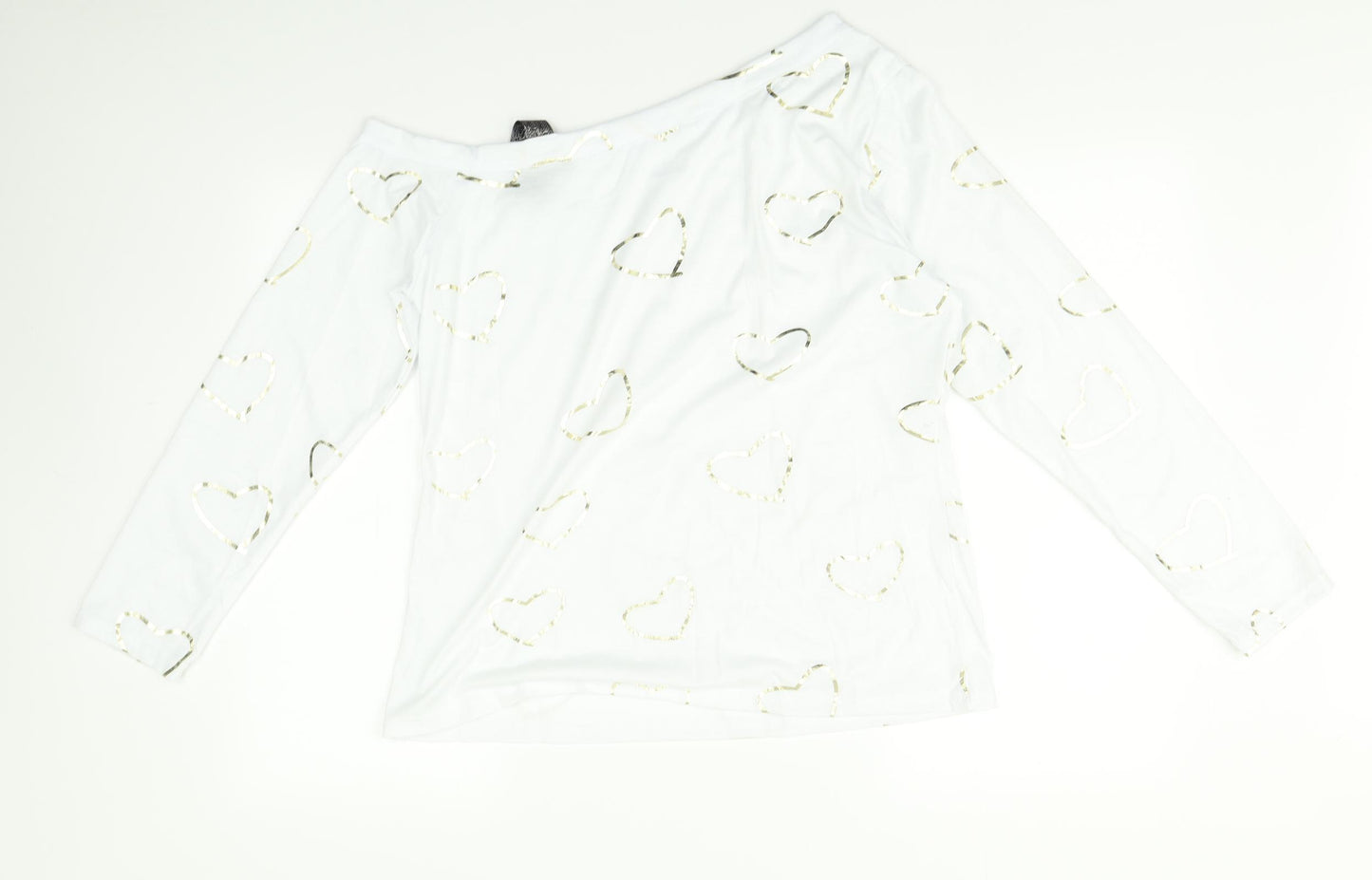 Preworn Womens White    Pyjama Top Size L  - Heart print