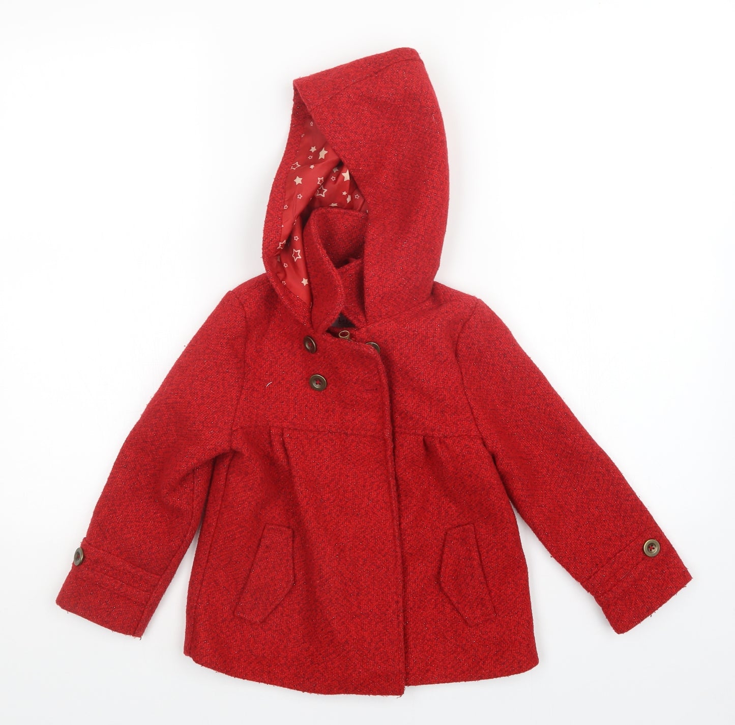 TU Girls Red   Overcoat Coatigan Size 3-4 Years