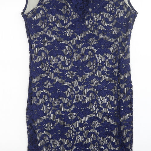 Mela London Womens Blue Floral  Sheath  Size 14