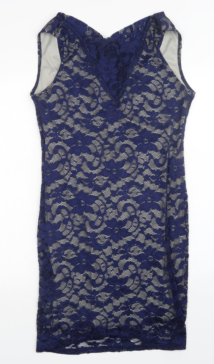 Mela London Womens Blue Floral  Sheath  Size 14
