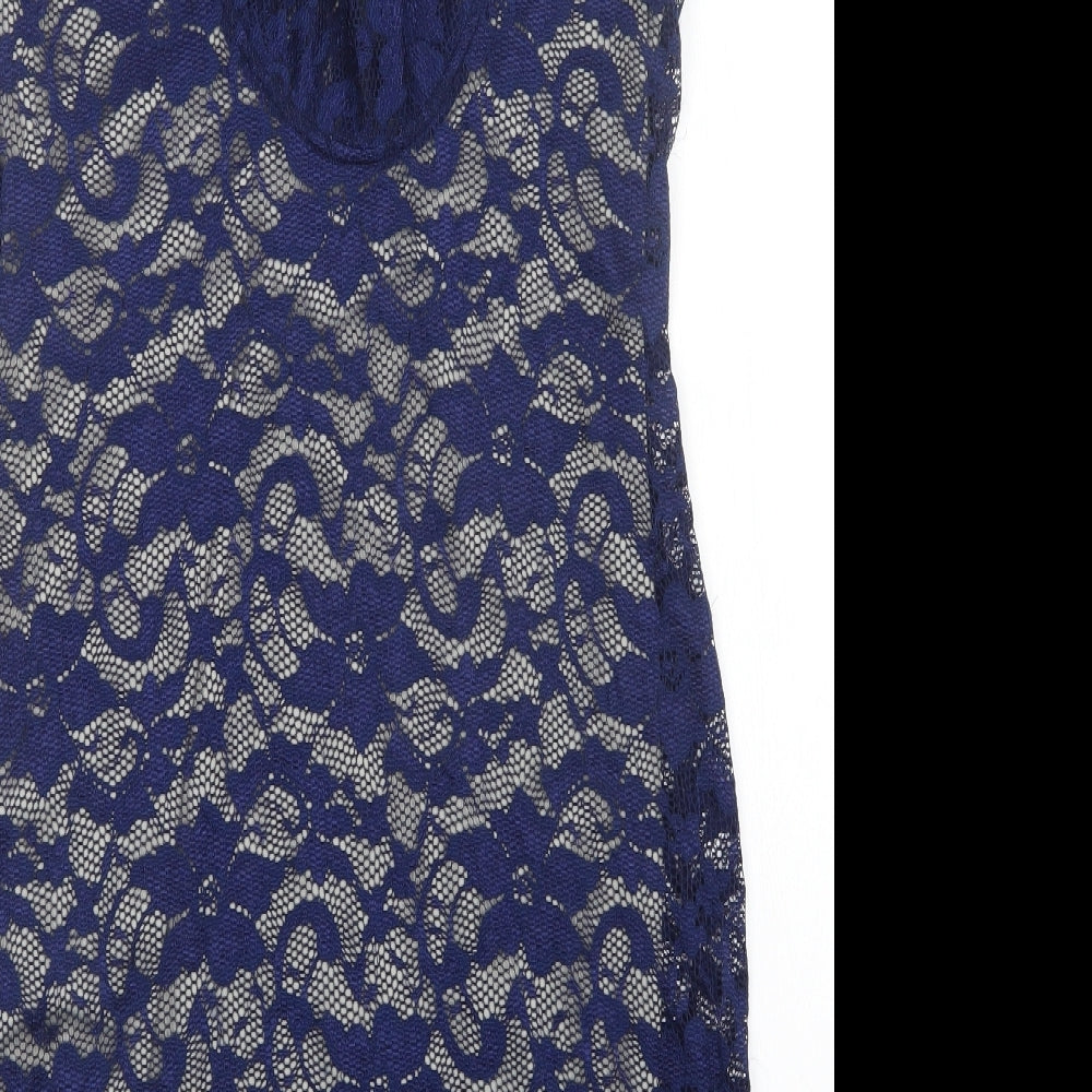 Mela London Womens Blue Floral  Sheath  Size 14