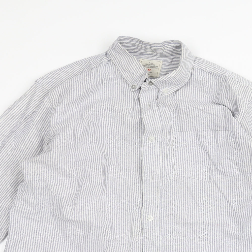 Gap Mens White Striped   Dress Shirt Size M