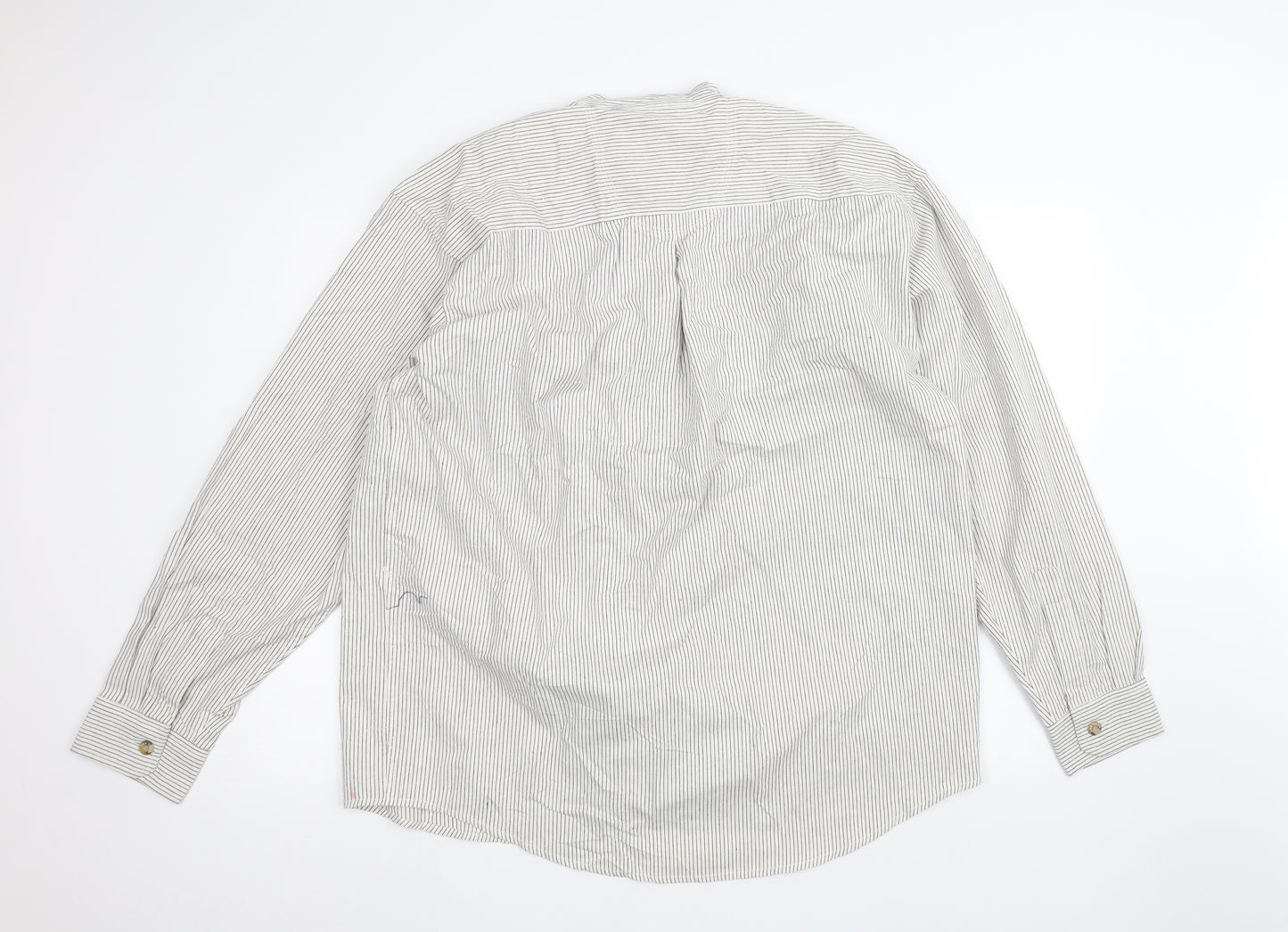 Lee Valley Mens White Striped   Dress Shirt Size L
