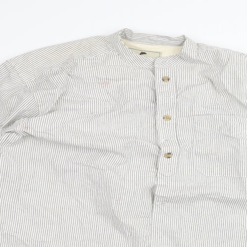 Lee Valley Mens White Striped   Dress Shirt Size L