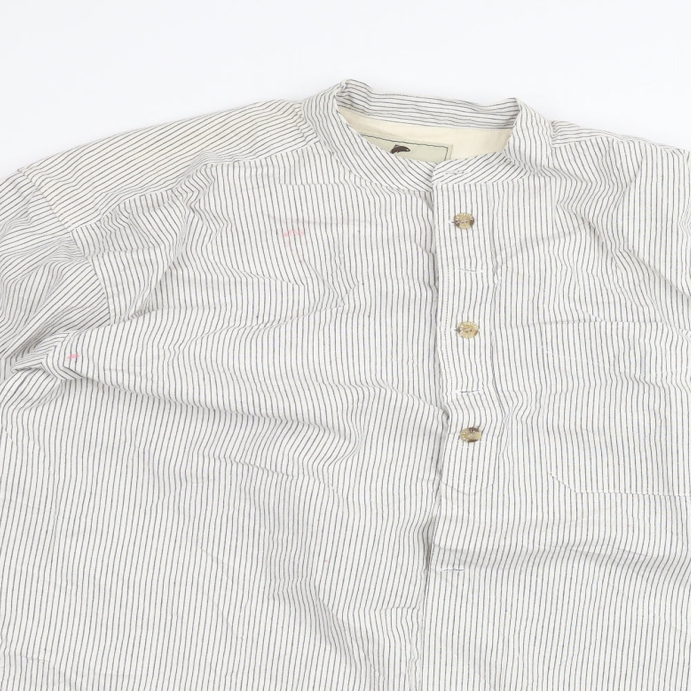 Lee Valley Mens White Striped   Dress Shirt Size L