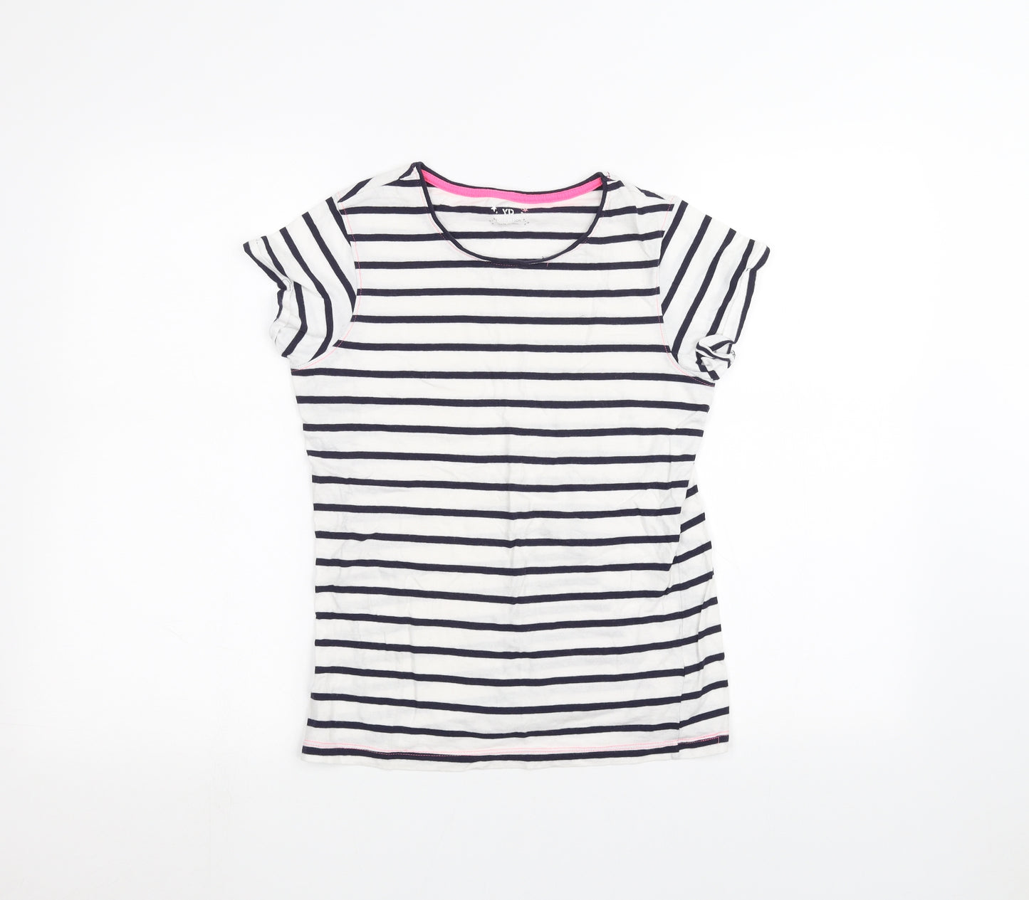 Young Dimension Girls White Striped  Basic T-Shirt Size 10-11 Years