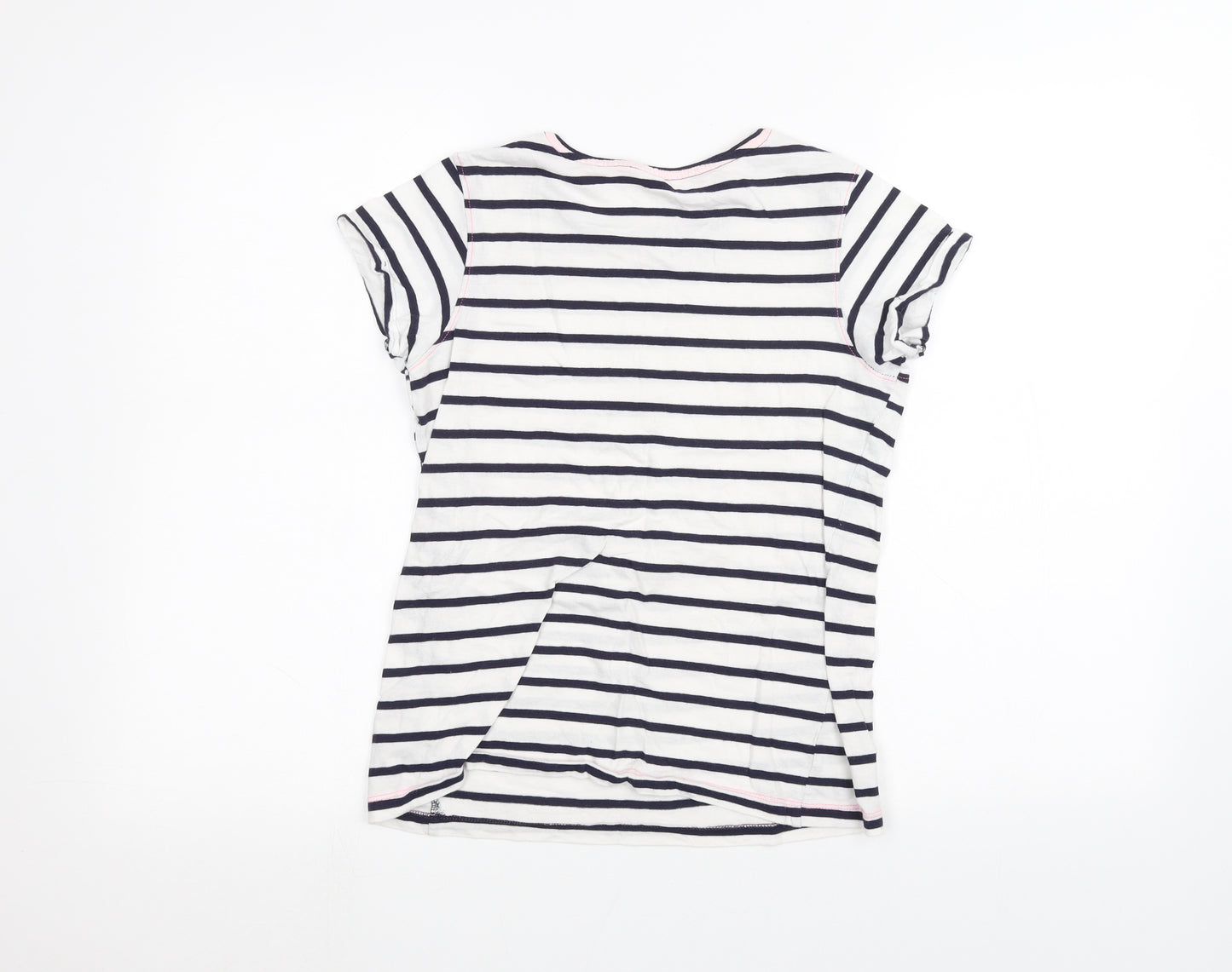 Young Dimension Girls White Striped  Basic T-Shirt Size 10-11 Years