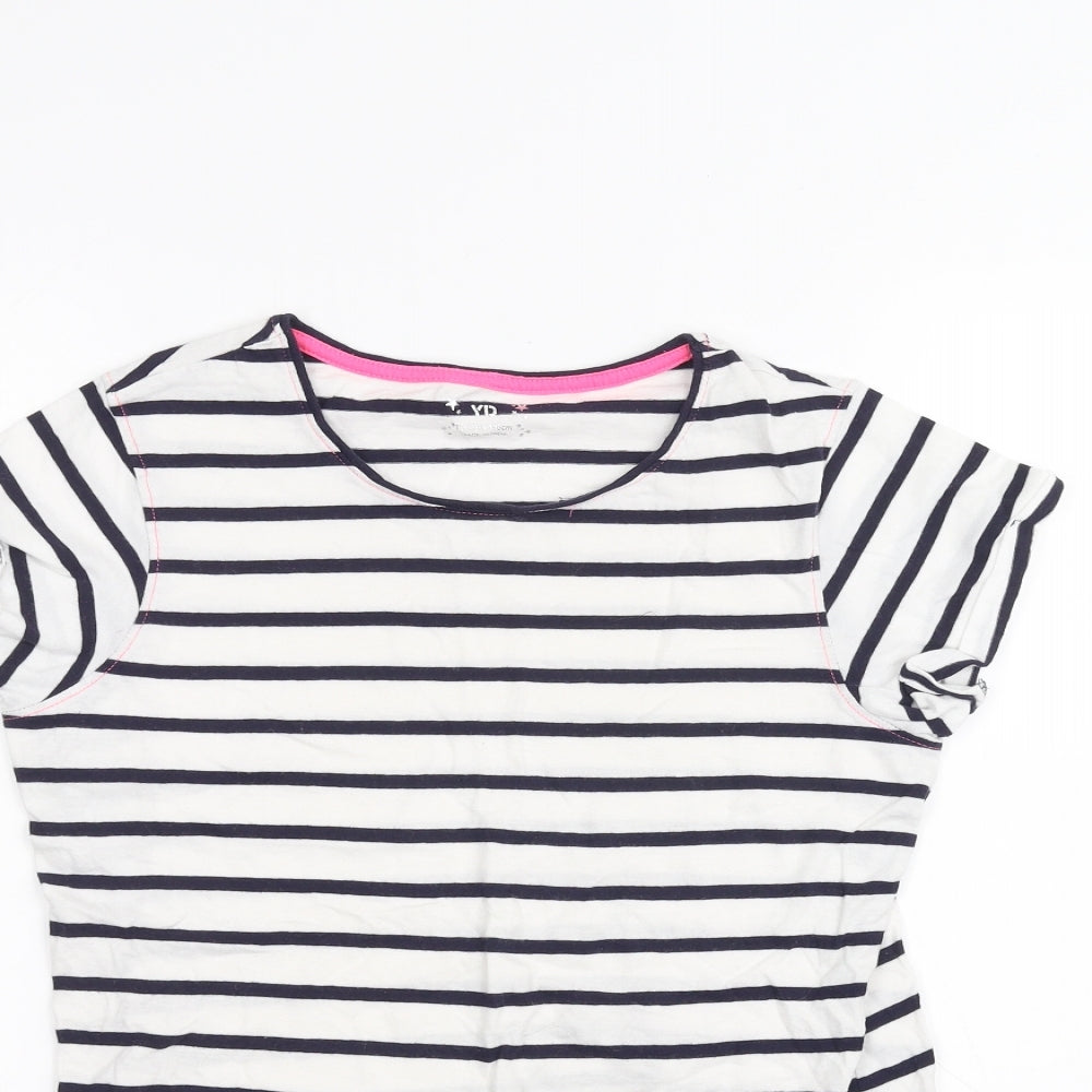 Young Dimension Girls White Striped  Basic T-Shirt Size 10-11 Years