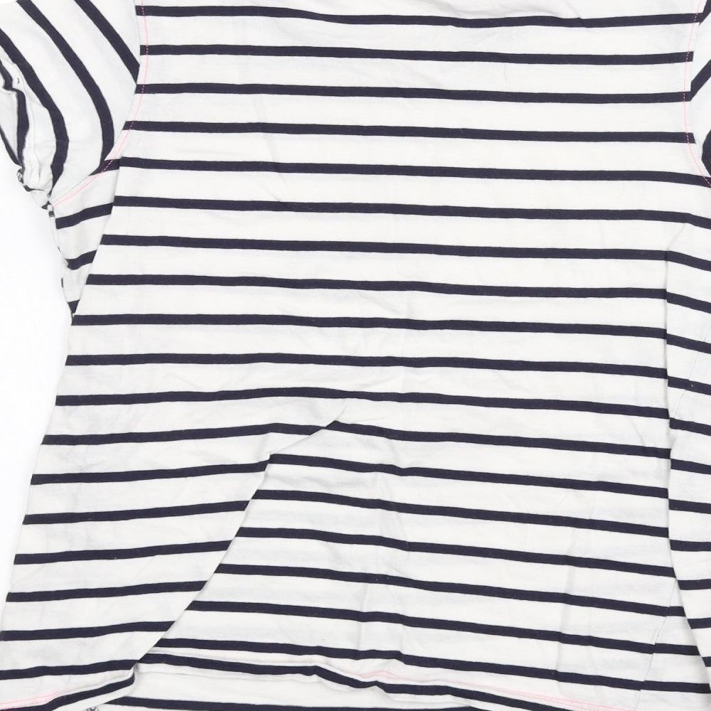 Young Dimension Girls White Striped  Basic T-Shirt Size 10-11 Years
