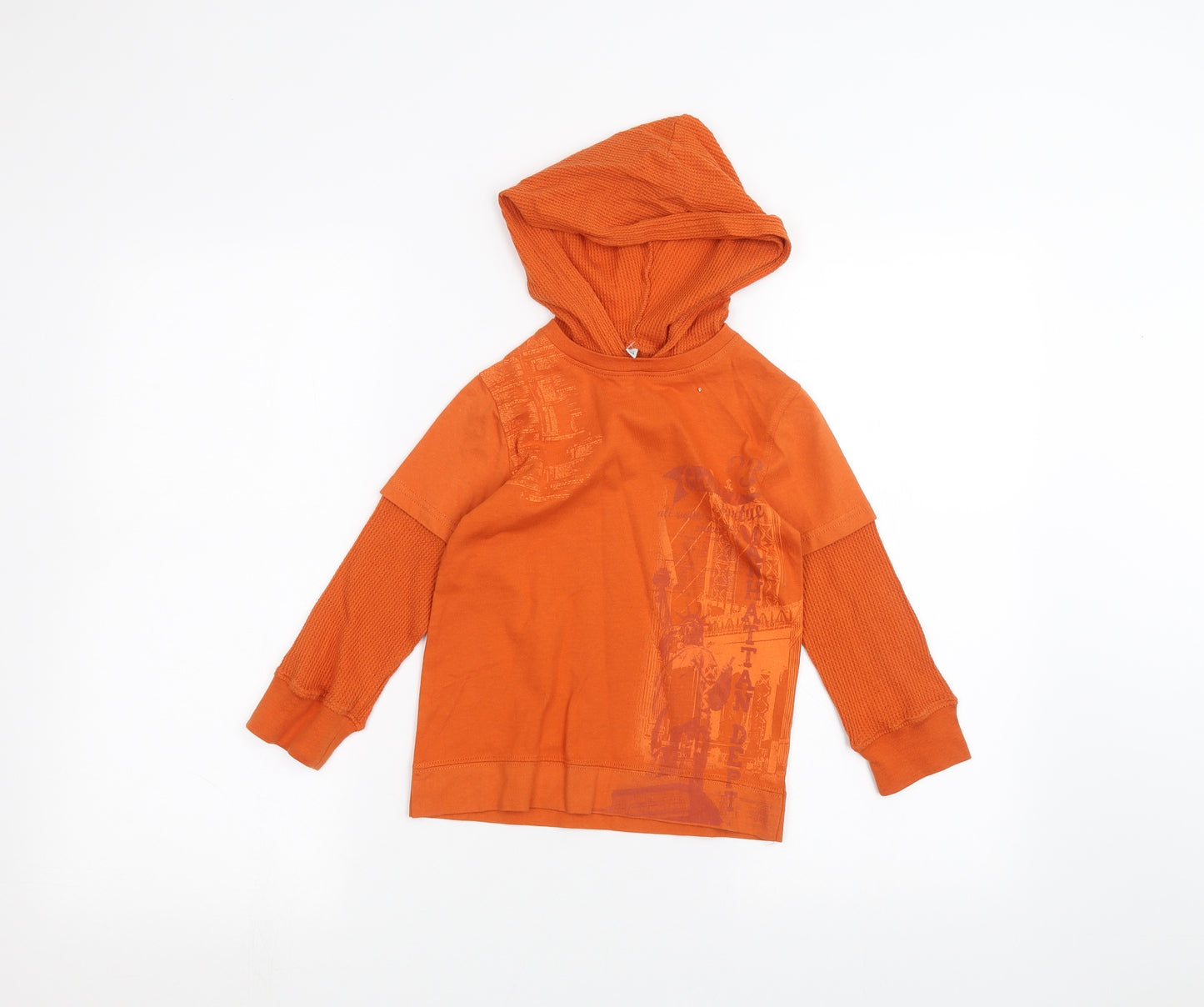 Preworn Girls Orange   Pullover Hoodie Size 4 Years